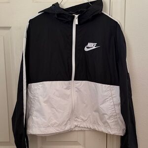Nike Women's Black and White Hooded Jacket